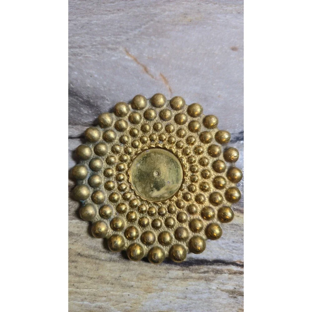 Vintage Solid Brass Hobnail Bubble Coasters Set of 6 Heavy MCM Hollywood Regency